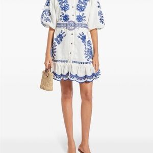 NWT Farm Rio White Richelieu Euroflax™ Premium Linen Mini Dress